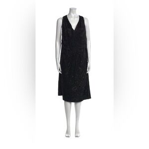 Carmen Marc Valvo Black Lace sequin beaded Midi Dress NWT